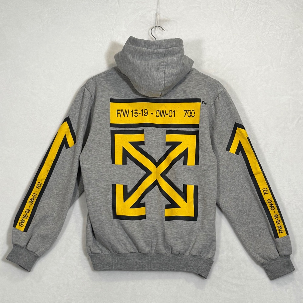 Off-White Gray Arrow Graphic Hoodie Fits Mens Small